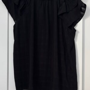 LOFT Black Ruffled Blouse